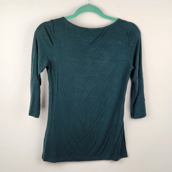 Amour Vert Soft Stretchy Modal 3/4 Sleeve Top Green sz XS Flawed - Picture 2 of 8